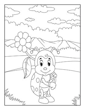Insect Coloring Book Pages for Kids. Coloring book for children. Insects.