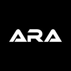 ARA letter logo design with black background in illustrator, vector logo modern alphabet font overlap style. calligraphy designs for logo, Poster, Invitation, etc.