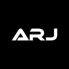 ARjJ letter logo design with black background in illustrator, vector logo modern alphabet font overlap style. calligraphy designs for logo, Poster, Invitation, etc.