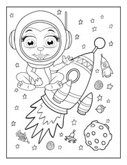 Space Coloring Book Pages for Kids. Coloring book for children. Space.