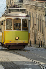 Naklejka na ściany i meble Lisbon Cable Car traditional trolley