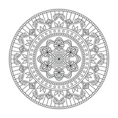 Vector round black mandala. Line vintage pattern for design isolated on white background. Good for card and coloring book. Anti-stress painting