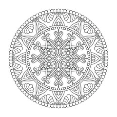 Vector black mandala. Line round vintage pattern isolated on white background. Good for card and coloring book. Anti-stress painting