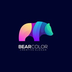 Bear colorful gradient logo template