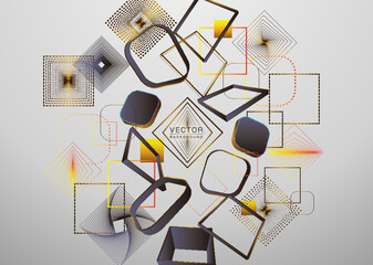 点と四角の幾何学模様パターンのベクターオブジェクト素材