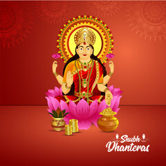 Obraz na płótnie Canvas Dhanteras vector illustration of goddess laxami and background