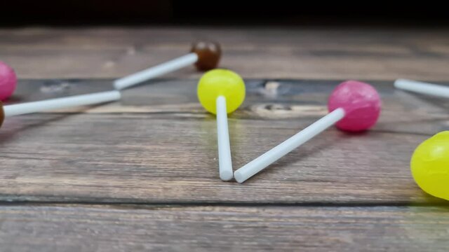 The Lollipops in the close-up. Candy caramel.