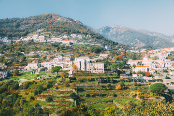 Fototapeta na wymiar Ravello vineyards and village, Italy