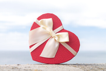Heart shape gift box with ribbon bow