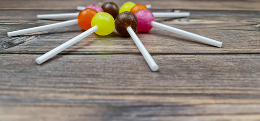 The Lollipops in the close-up. Candy caramel.