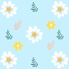 Fototapeta na wymiar Pastel floral digital paper daisy