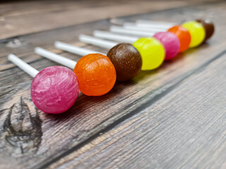 The Lollipops in the close-up. Candy caramel.