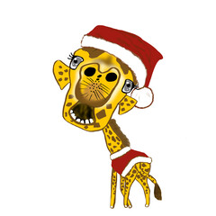 クリスマスのコスプレをして振り向くきりん