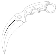 Karambit knife coloring book. Vector illustration on a white background.