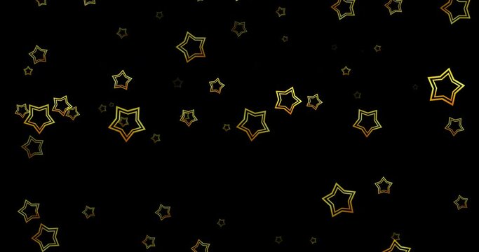 Animation of gold christmas stars falling on black background