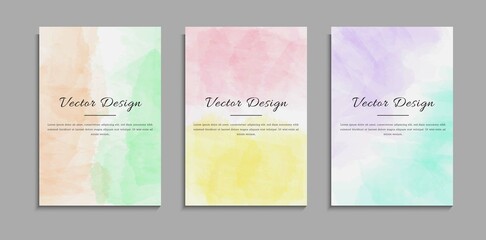 Modern Set Of Colorful Watercolor Paint Texture In White Background. Can Be Used For Banner, Cover, Card Or Poster Template