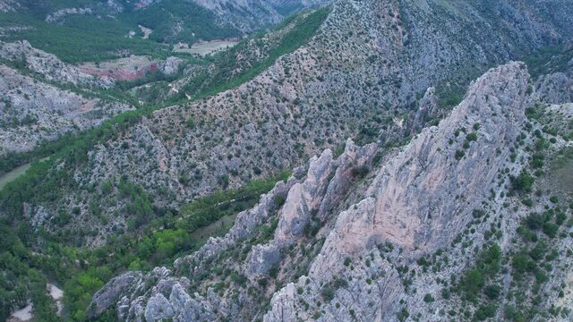 Natural Monument of the Organos de Montoro between Villarluengo and Ejulve in the Comarca del Maestrazgo and Andorra-Sierra de Arcos. Teruel province. Autonomous Community of Aragon, Spain, Europe