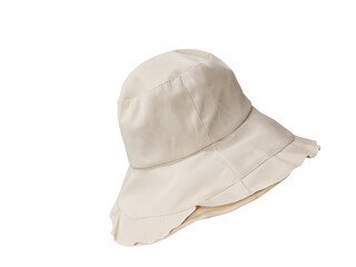 Women's light brown cloth hat isolated on white background