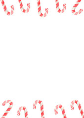 Hand drawn watercolor frame with Christmas decorations and winter berries