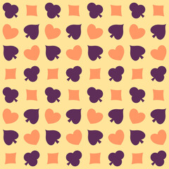 Seamless Card Suits Pattern Background In Colorful.