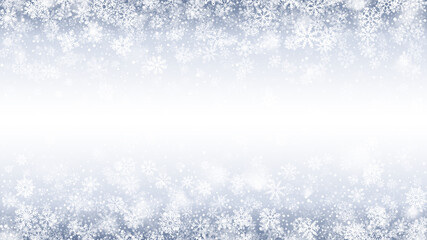 Merry Christmas And Happy New Year Abstract Illustration With Snowflakes And Lights Snow Border