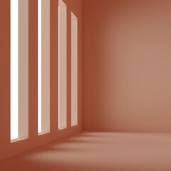 empty room with a tall rectangular windows 3d rendering,abstract scene background 