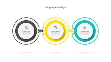Business infographic template. Circle layout design with icons and 3 options. Vector illustration.