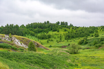 Obraz premium Picturesque valley of the Bolshaya Talmovaya River near the city of Salair