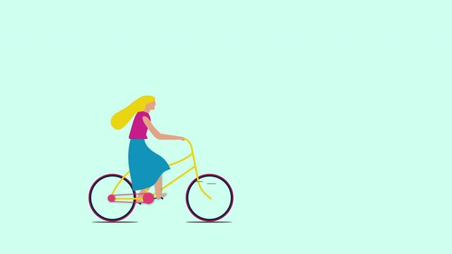 Color flat character ride a bicycle. Cycle Character Animation