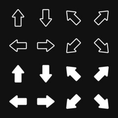 black vector arrows set on grey background