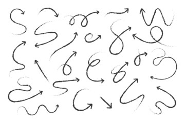 Hand drawn arrows in grunge brush strokes style