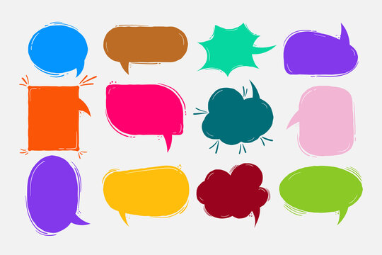 Collection of colorful speech bubbles