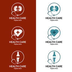 kidney vector, Heart icon with stethoscope. Health Medical Logo template vector illustration design