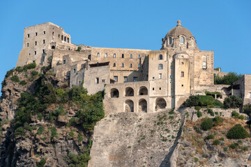 view of the Aragonese castle in Ischia