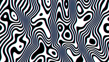 Fototapeta premium Distorted black ink stripes optical illusion background