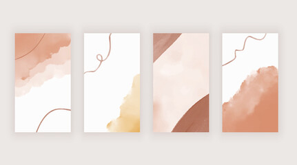 Nude hand drawing boho stories. Modern template for social media  © SVector