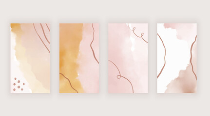 Pink and orange watercolor templates for stories social media
