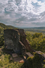 view from the top of the mountain to the ruined wall