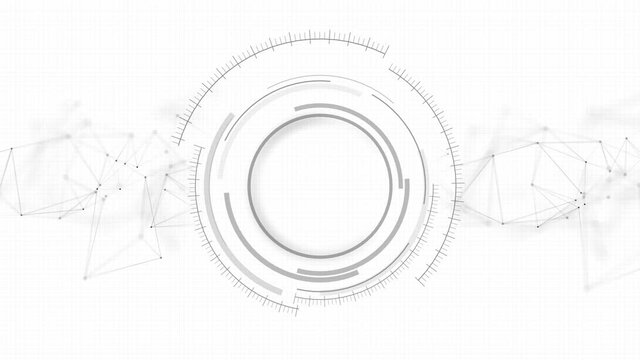 4K Loop White Clean Round sci-fi element for futuristic core visualizer Background. Center interface in a cyber space. medical science and technology and network Business video corporate presentation.