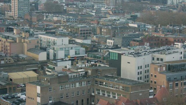 Slow motion shot of the train moving through London