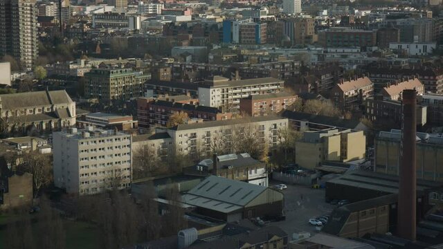 Clouds moving over an industrial area of London in a time lapse