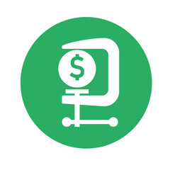 Cost reduce round icon. Clipart image isolated on white background