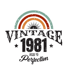 vintage 1981 Aged to perfection, 1981 birthday typography design for T-shirt