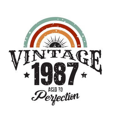 vintage 1987 Aged to perfection, 1987 birthday typography design for T-shirt