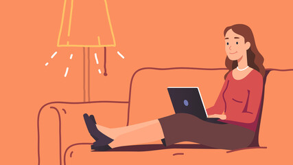 Woman working on laptop at home