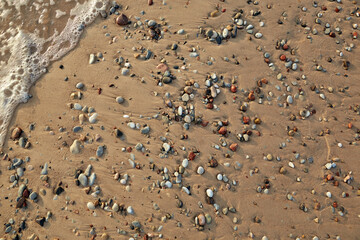 Stones at Baltic sea shore in Liepaja, Latvia