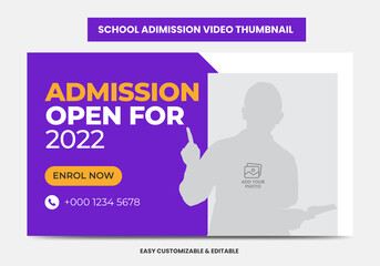 Junior admission school education video thumbnail and web banner. School admission video thumbnail 