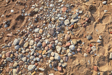 Stones at Baltic sea shore in Liepaja, Latvia