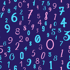 Colorful numbers. Education, school concept. Seamless vector EPS 10 pattern. Flat style