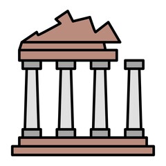 Vector Apollo Temple Filled Outline Icon Design